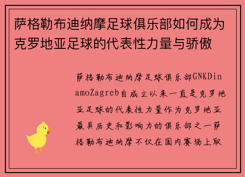 萨格勒布迪纳摩足球俱乐部如何成为克罗地亚足球的代表性力量与骄傲 萨格勒布迪纳摩足球俱乐部如何成为克罗地亚足球的代表性力量与骄傲